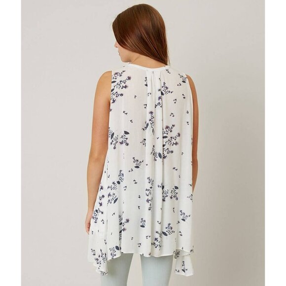Free People Tree Swing Tank Top Size Small Ivory Sleeveless Mini Dress Floral - Picture 5 of 10
